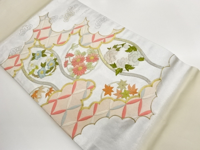 JAPANESE NAGOYA OBI / EMBROIDERY / WAVY STRIPE